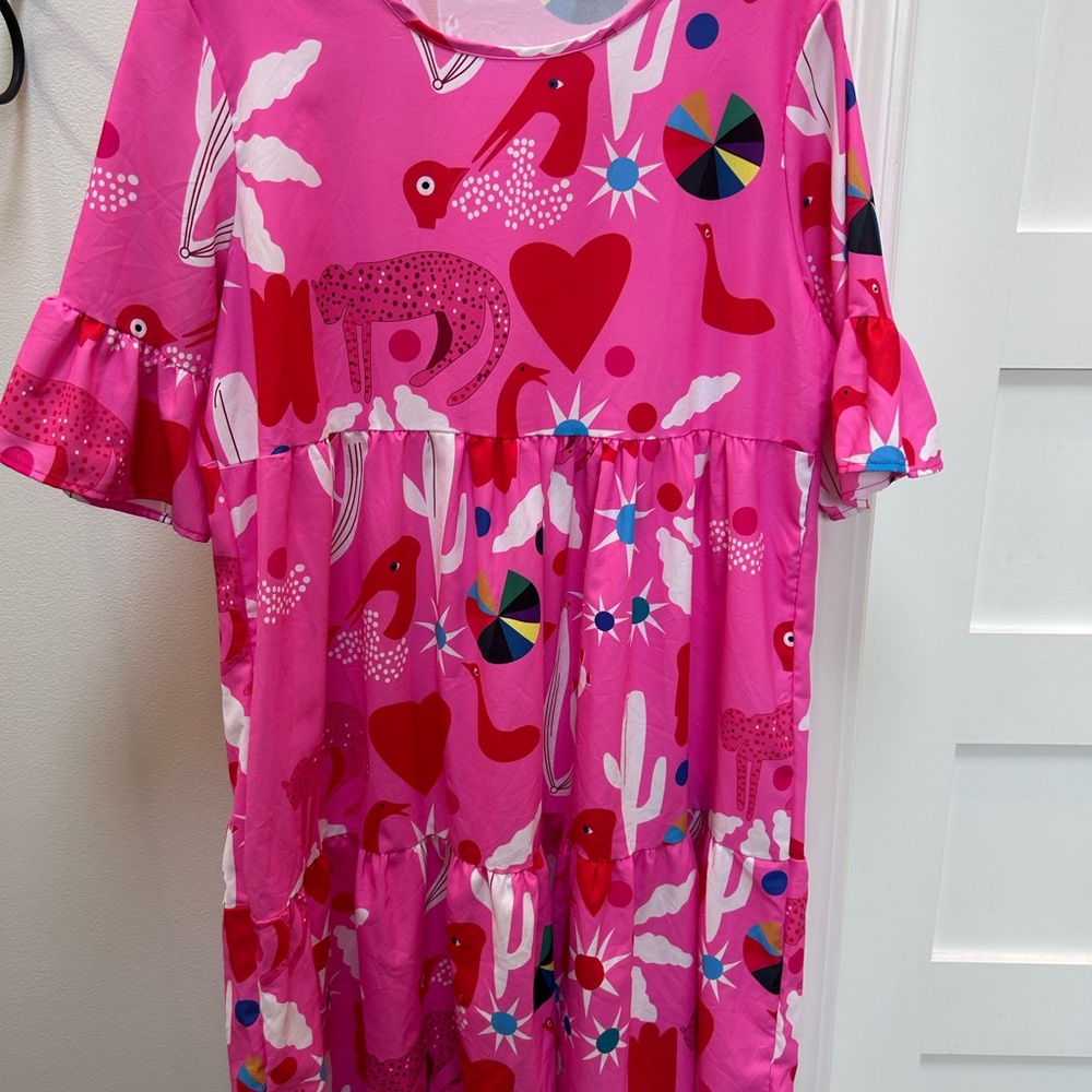 Vibrant Pink Patterned Dress
